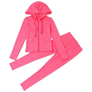Tracksuit Women 2 Piece Set Fitness Plain Color Zipper Up Hoodies Skinny Leggings Sporty Sweatpants Matching Outfits Activewear