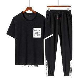 Plus Size Summer Men T-shirt Sets 2 Piece Short Sleeved Sportswear Tracksuit Men Casual Jogger Sweat Suits 6XL 7XL 8XL
