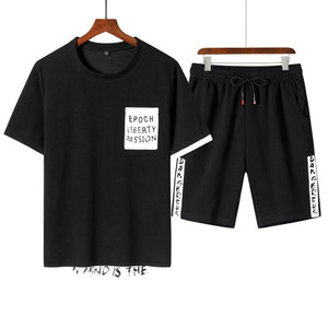Plus Size Summer Men T-shirt Sets 2 Piece Short Sleeved Sportswear Tracksuit Men Casual Jogger Sweat Suits 6XL 7XL 8XL