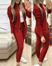 Load image into Gallery viewer, 2021 Women Two Piece Set Outfits Autumn Women&#39;s Tracksuit Zipper Top And Pants Casual Sport Suit Winter 2 Piece Woman Set