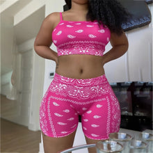 Load image into Gallery viewer, 2021 Graphic Bandana  2 Piece Tracksuit Set Women Printed Casual Sport Cute Sexy Club Outfits for Women Matching Sets Top Sets