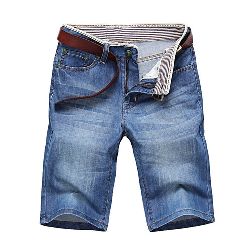 Men's Denim Shorts Good Quality Jeans  Cotton Solid Straight Short  Male Blue