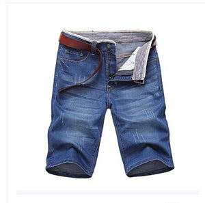 Men's Denim Shorts Good Quality Jeans  Cotton Solid Straight Short  Male Blue