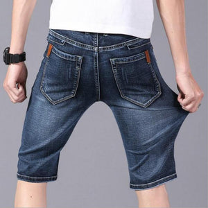 Men's Denim Shorts Good Quality Jeans  Cotton Solid Straight Short  Male Blue