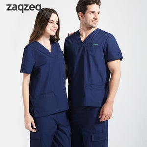 Zaqzeq Spring And Autumn Season Women Scrubs Top V-neck Short Sleeves  Health Work Uniform suit