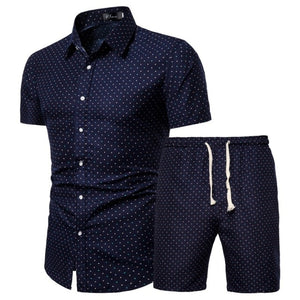 2020 Summer New Men's Clothing Short-sleeved Printed Shirts Shorts 2 Piece Fashion Male Casual Beach Wear Clothes