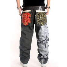 Load image into Gallery viewer, Man Loose Baggy Jeans Hiphop Skateboard Denim Pants Hip Hop Rap Male Black Trouses Big Size 30-46