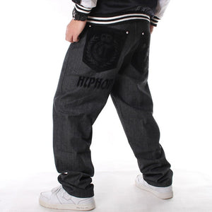 Man Loose Baggy Jeans Hiphop Skateboard Denim Pants Hip Hop Rap Male Black Trouses Big Size 30-46