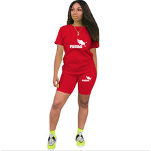 Load image into Gallery viewer, Summer Women Short Sleeve O-Neck Tee Tops+Pencil Shorts Suits Two Piece Set Tracksuits Outfit Graphic  T-shirts Ropa De Mujer