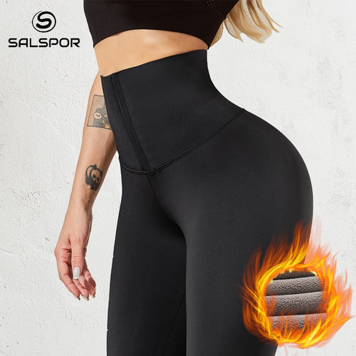 SALSPOR Women High Waist Winter Keep Warm Legging Sexy Push Up Leggings For Fitness Sports Corset Slim Sportswear Female Pants