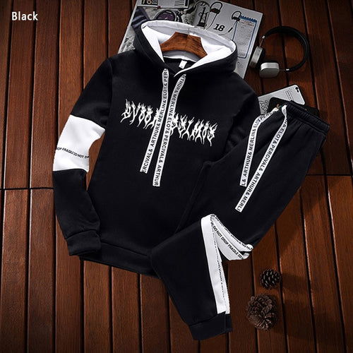 Men Tracksuit Sets  Casual Hoodies Sweatshirt Suit Male Sportswear Jogging Running Gym Suit Hoodies+Pants 2 Pieces Set