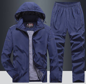 New Causal Tracksuits Men Set hooded Thicken Fleece Hoodies + Sweatpant Winter Sweatshirt Sportswear Male joggering sport suit