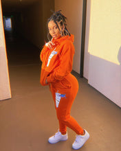 Load image into Gallery viewer, orange jogging suits for women printed hoodie+sweatpants sweat suits matching sets Fall women tracksuit 2 piece set