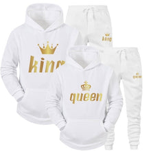 Load image into Gallery viewer, 2022 Fashion Couple Sportwear Set KING or QUEEN Printed Hooded Suits 2PCS Set Hoodie and Pants S-4XL