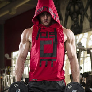Hoodie Top Gym wear Men Hooded Tank Tops Stringer Bodybuilding Sleeveless  Vest Top